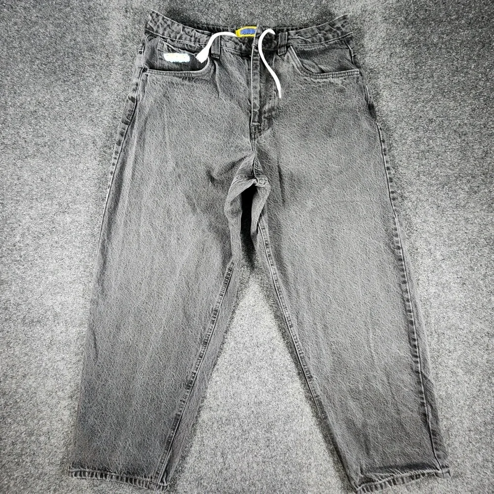 Empyre Loose Fit Jeans Mens 32 Black Washed‎ Denim Drawstring Streetwear Skater